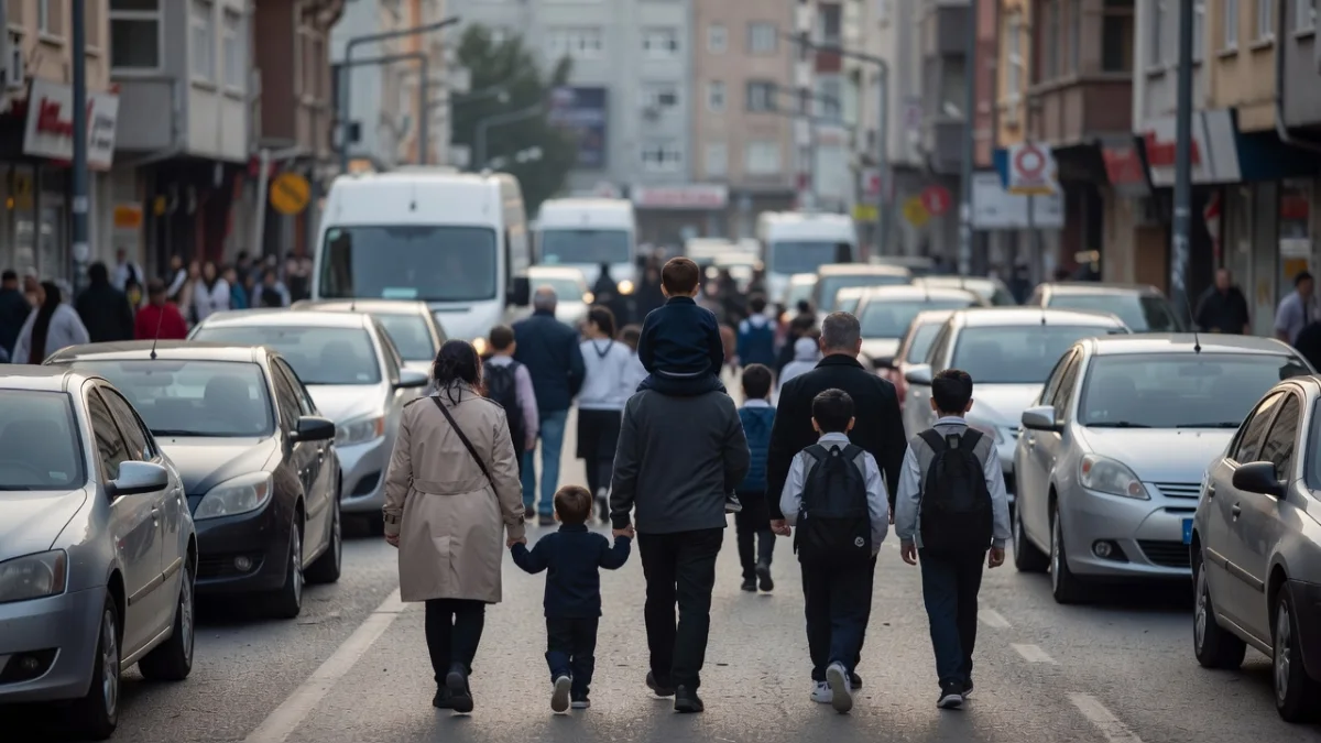 Okula Uyum Haftası başladı, İstanbul'da trafik yoğunlaştı — temsilî sahne (yapay zekâ ile üretilmiştir)